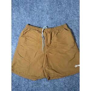 Stussy Swim Trunks Shorts Mens XL Brown Mesh Lined Logo Quick Dry Beach